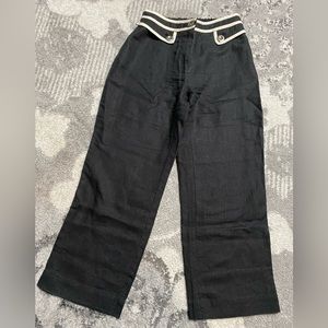 Soft Surroundings 100% Linen Wide Leg Crop Pants